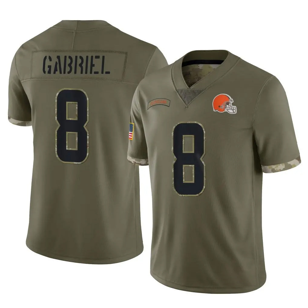 C.Browns #8 Dillon Gabriel Player Olive Salute to Service Limited Game ROCER Stitched Jerseys