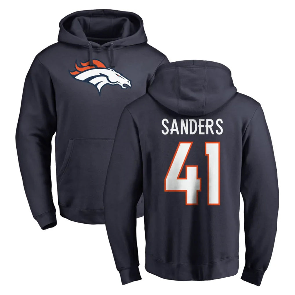 D.Broncos #41 Drew Sanders Player Navy Pullover Hoodie Limited Ddoa Stitched Jerseys