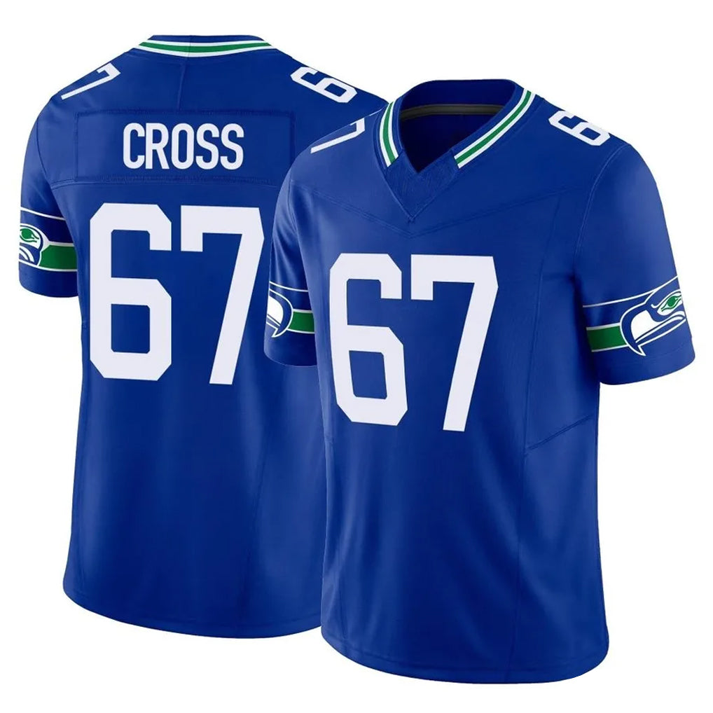 S.Seahawks #67 Charles Cross Player Royal Limited Throwback Vapor F.U.S.E. Home Game ROCER Stitched Jerseys