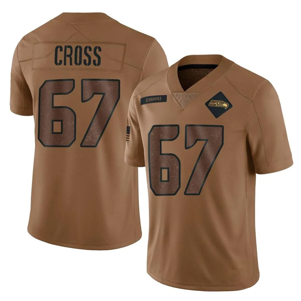 S.Seahawks #67 Charles Cross Player Brown Limited Salute To Service Home Game ROCER Stitched Jerseys