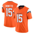 D.Broncos #15 Nik Bonitto Player Orange Vapor F.U.S.E. Limited Home Game ROCER Stitched Jerseys