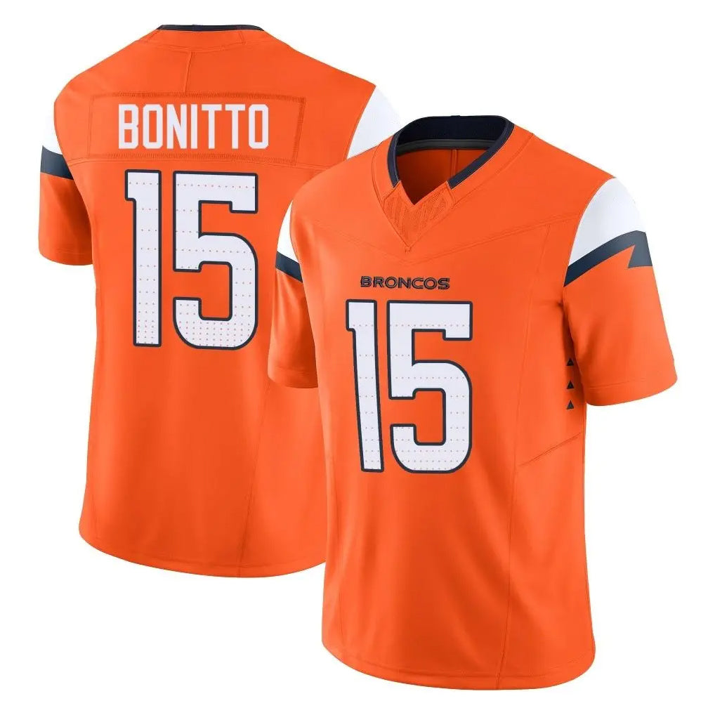 D.Broncos #15 Nik Bonitto Player Orange Vapor F.U.S.E. Limited Home Game ROCER Stitched Jerseys