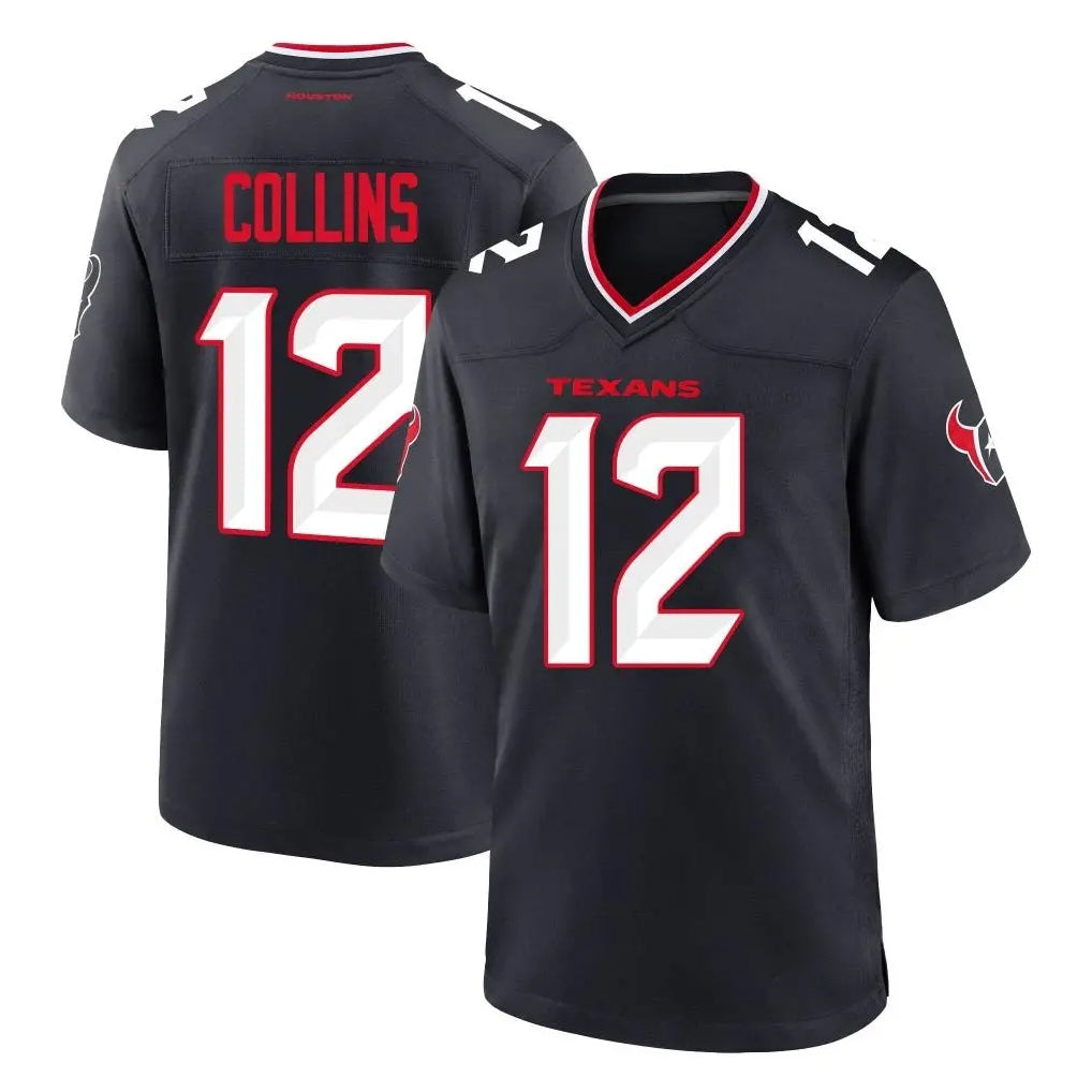 H.Texans #12 Nico Collins Player Navy Team Home Game ROCER Stitched Jerseys