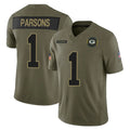 GB.Packers #1 Micah Parsons Player Olive 2025 Salute To Service Limited Home Game ROCER Stitched Jerseys