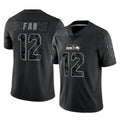 S.Seahawks #12 12th Fan Player Black Limited Reflective Home Game ROCER Stitched Jerseys