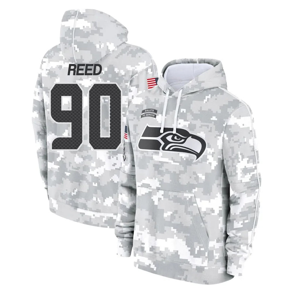 S.Seahawks #90 Jarran Reed Player Arctic Camo Limited Salute to Service Pullover Hoodies Game ROCER Stitched Jerseys