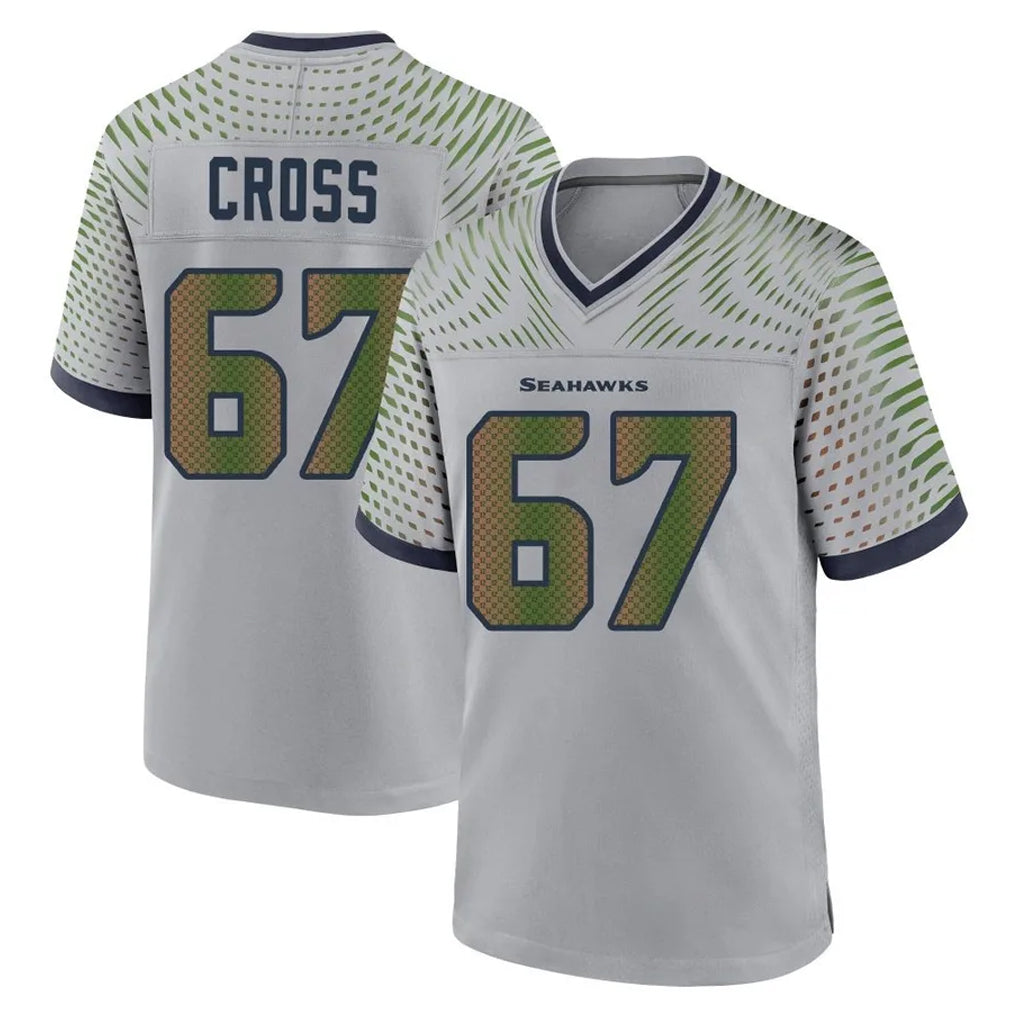 S.Seahawks #67 Charles Cross Player Grey 2025 Rivalries Collection Home Game ROCER Stitched Jerseys