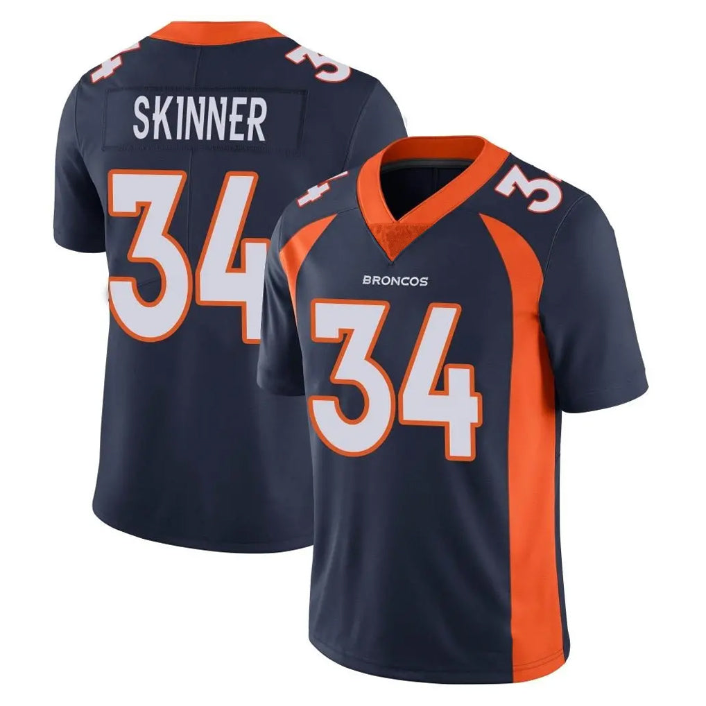 D.Broncos #34 JL Skinner Player Navy Vapor Untouchable Limited Game ROCER Stitched Jerseys