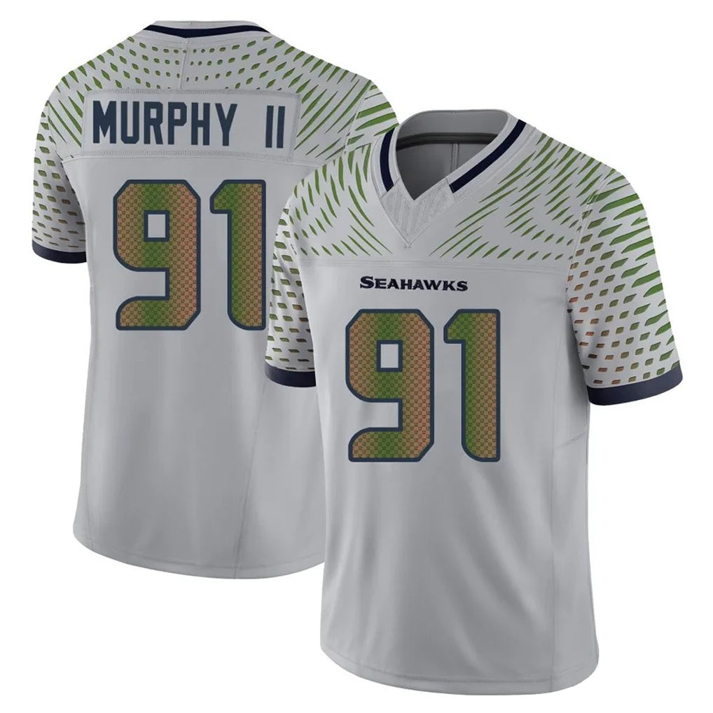 S.Seahawks #91 Byron Murphy II Player Grey Limited 2025 Rivalries Collection Home Game ROCER Stitched Jerseys