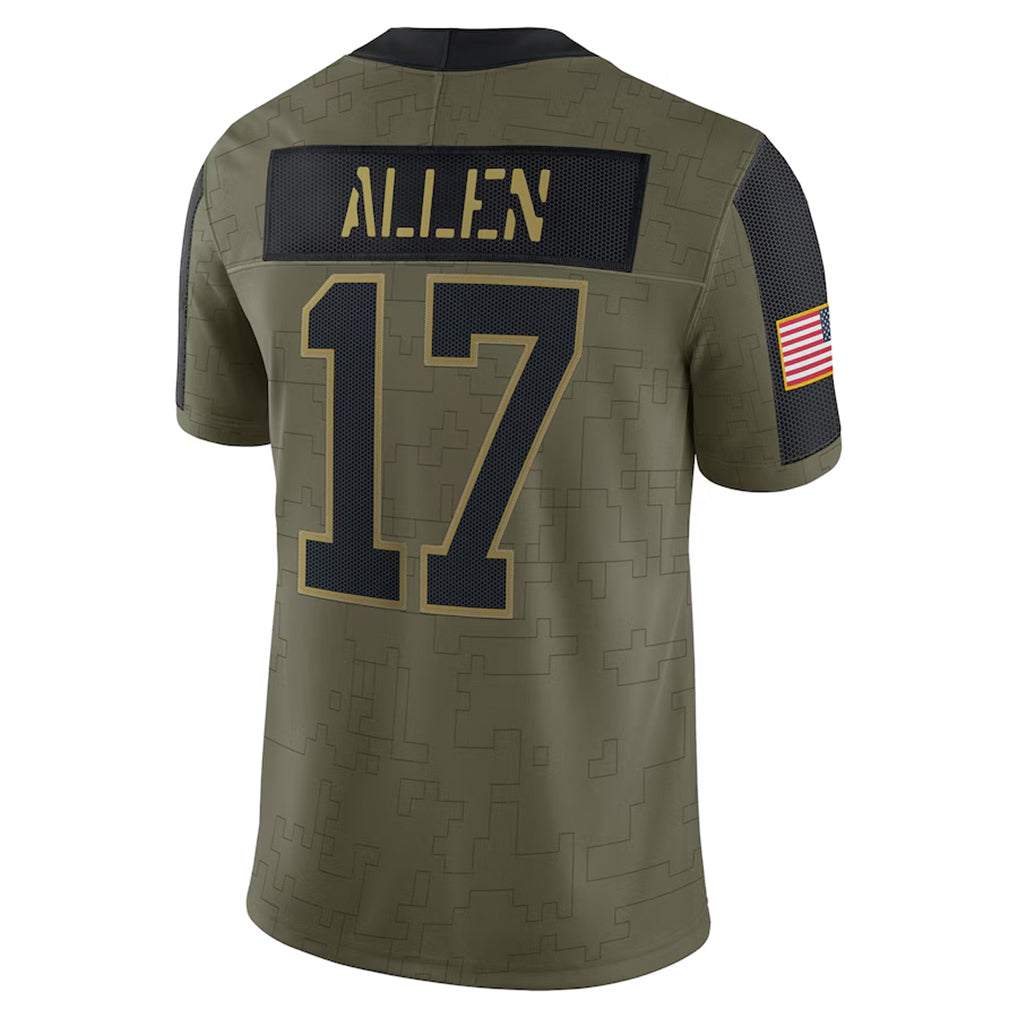 B.Bills #17 Josh Allen Player Olive Salute To Service Limited Home Game ROCER Stitched Jerseys