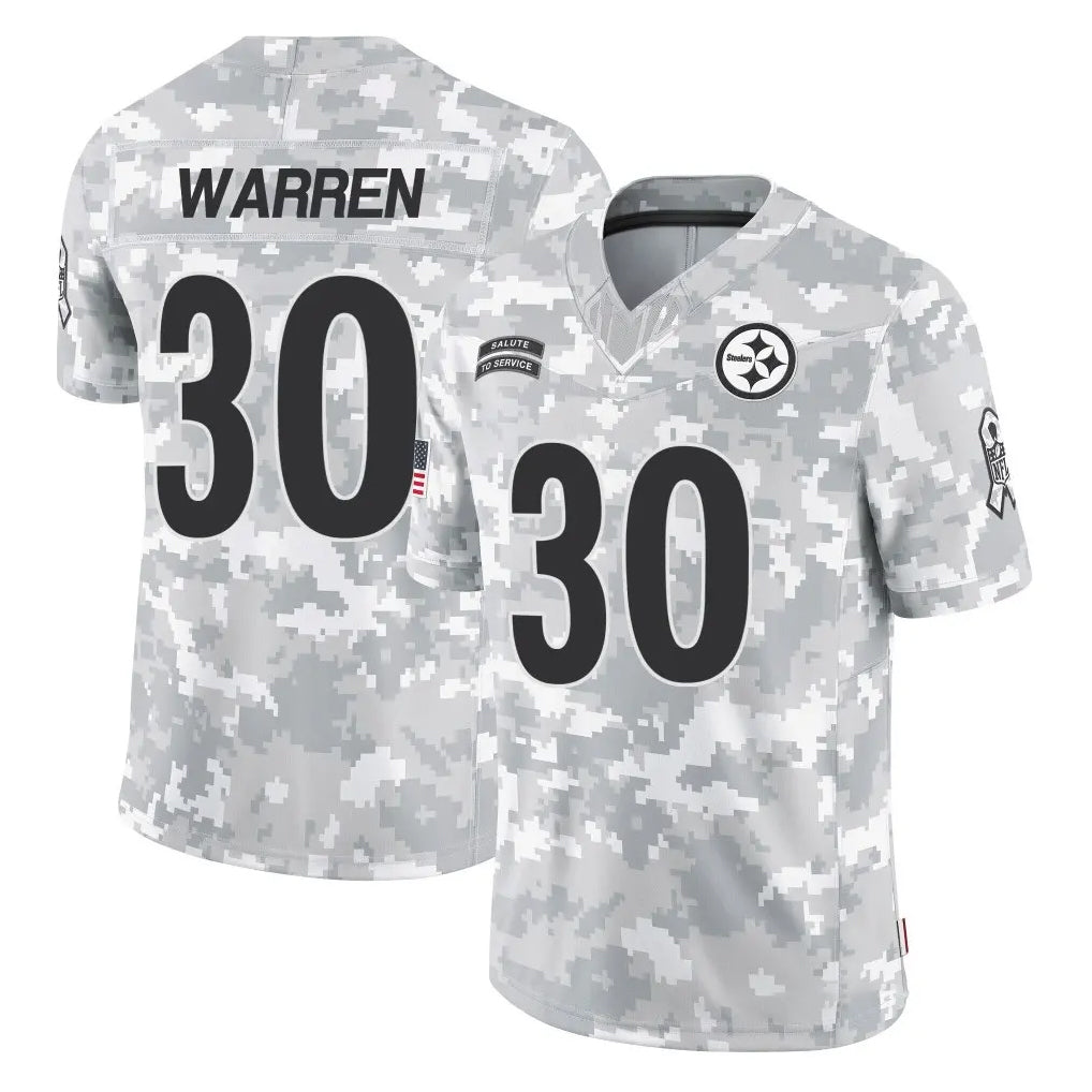 P.Steelers #30 Jaylen Warren Player Arctic Camo Limited Salute To Service Home Game ROCER Stitched Jerseys