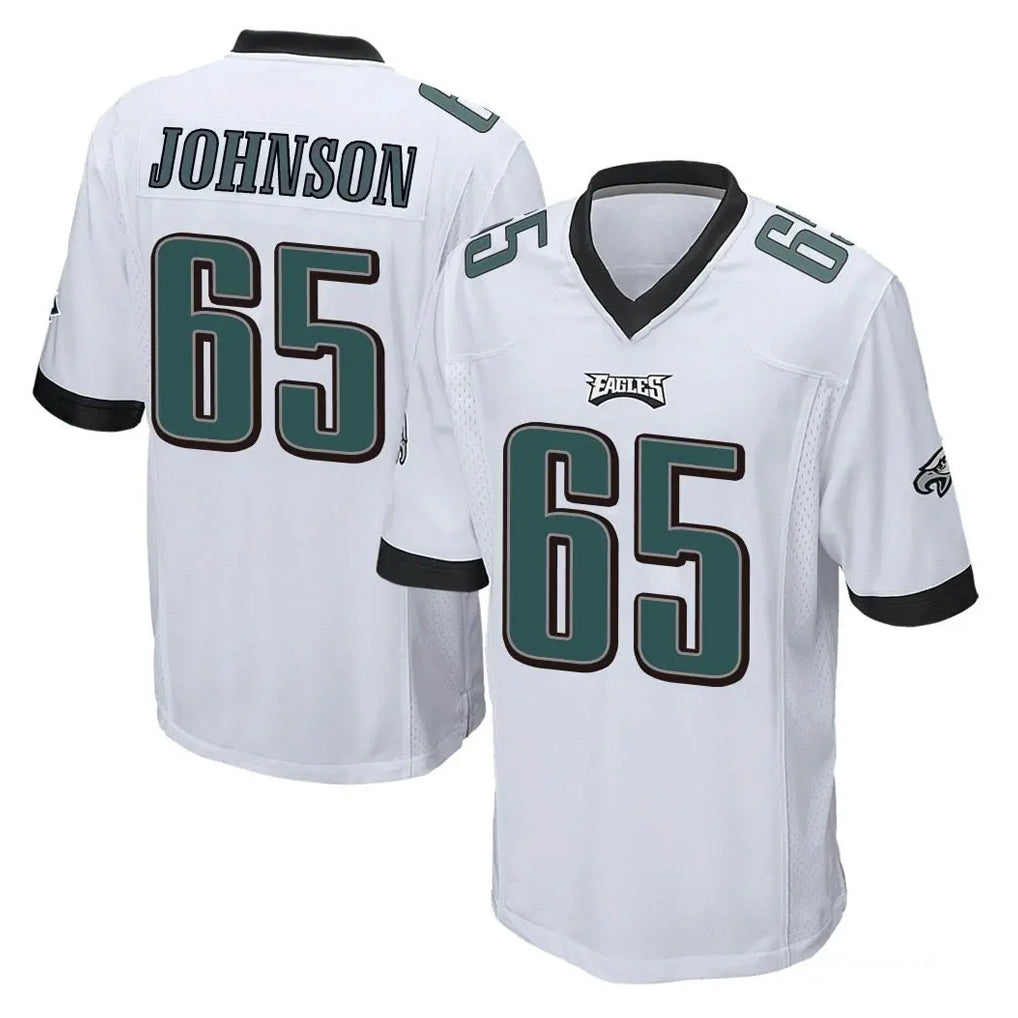 P.Eagles #65 Lane Johnson Player White Home Game ROCER Stitched Jerseys