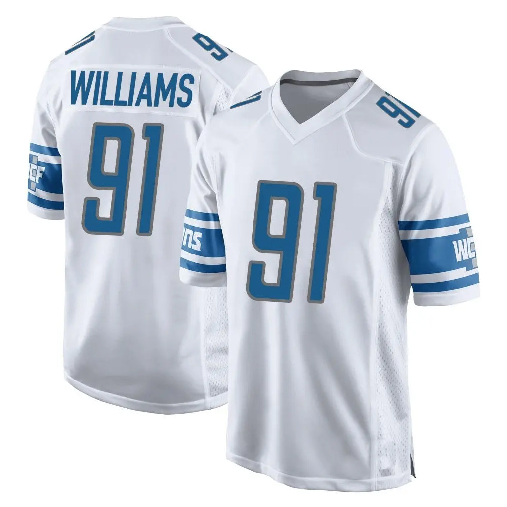 D.Lions #91 Tyleik Williams Player White Home Game ROCER Stitched Jerseys