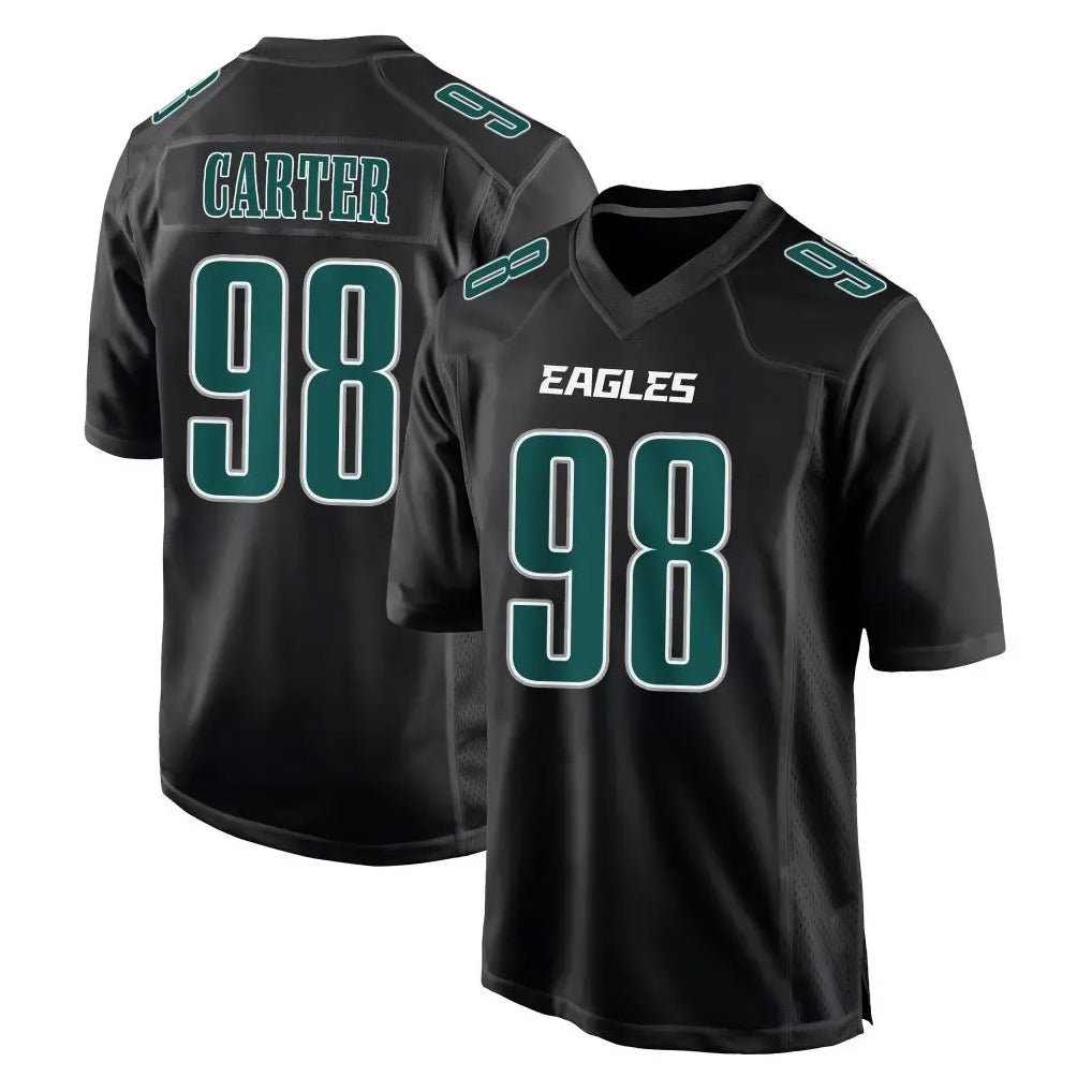 P.Eagles #98 Jalen Carter Player Carbon Black Fashion Home Game ROCER Stitched Jerseys