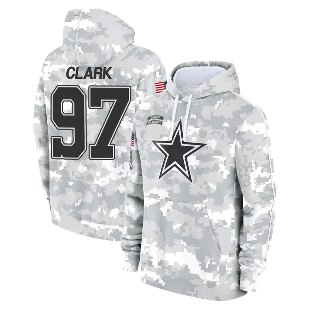 D.Cowboys #97 Kenny Clark Player Arctic Camo Salute to Service Hoodies Limited Game ROCER Stitched Jerseys