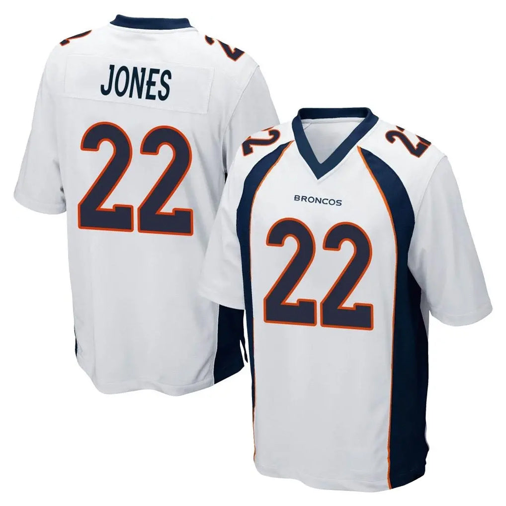 D.Broncos #22 Brandon Jones Player White Game ROCER Stitched Jerseys