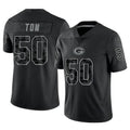 GB.Packers #50 Zach Tom Player Black Reflective Limited Home Game ROCER Stitched Jerseys