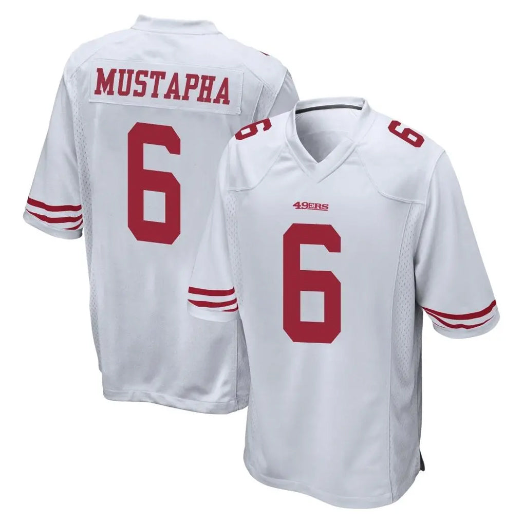 SF.49ers #6 Malik Mustapha Player White Home Game ROCER Stitched Jerseys