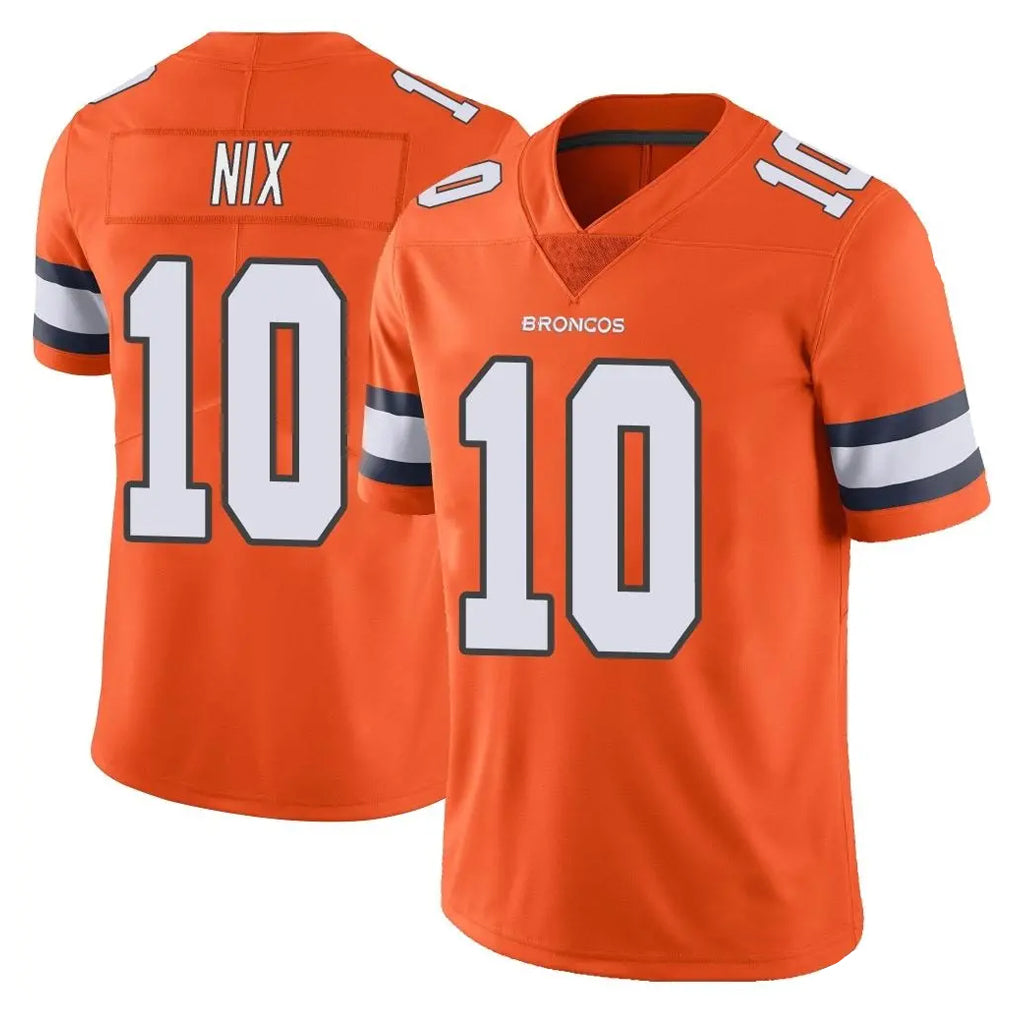 D.Broncos #10 Bo Nix Player Orange Vapor Untouchable Limited Home Game ROCER Stitched Jerseys