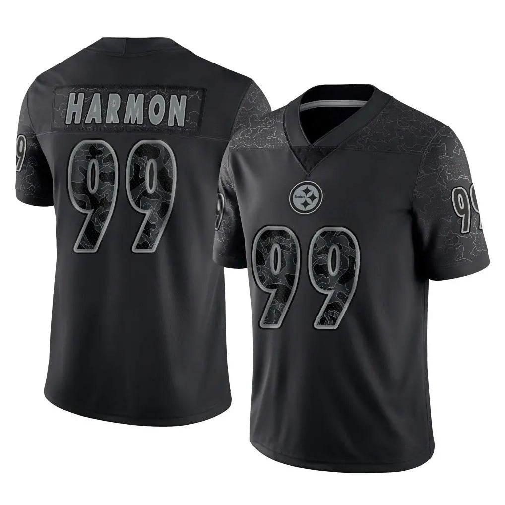 P.Steelers #99 Derrick Harmon Player Black Reflective Limited Home Game ROCER Stitched Jerseys