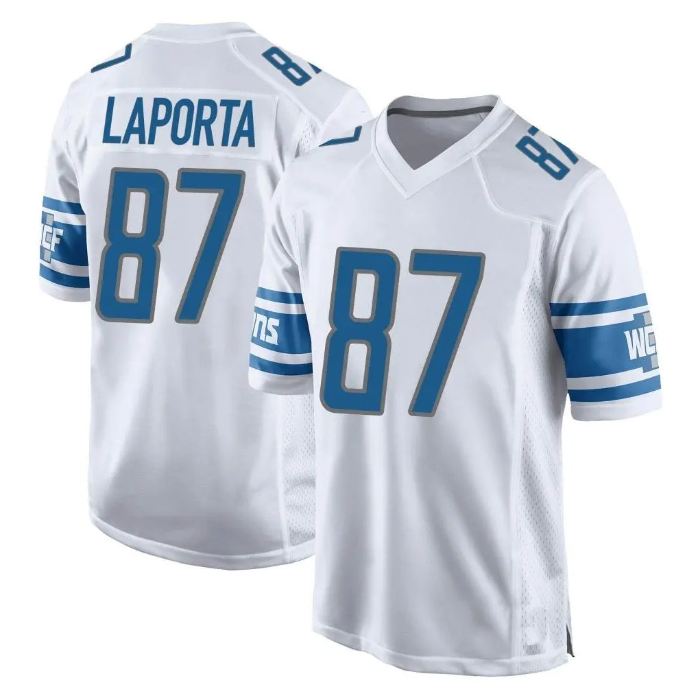 D.Lions #87 Sam LaPorta Player White Home Game ROCER Stitched Jerseys