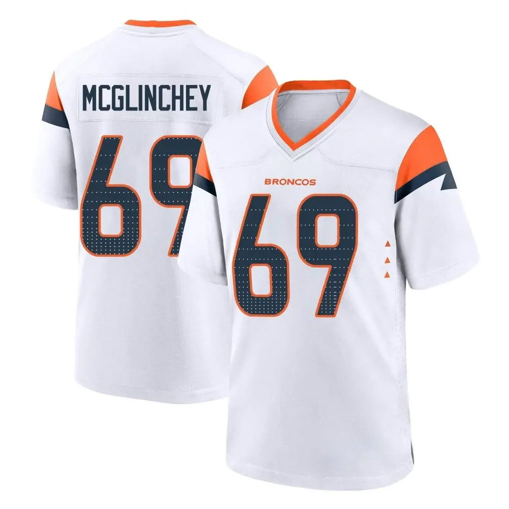 D.Broncos #69 Mike McGlinchey Player White Home Game ROCER Stitched Jerseys