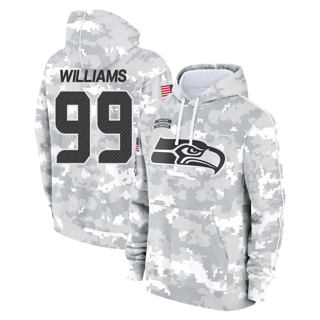 S.Seahawks #99 Leonard Williams Player Arctic Camo Limited Salute to Service Pullover Hoodies Game ROCER Stitched Jerseys