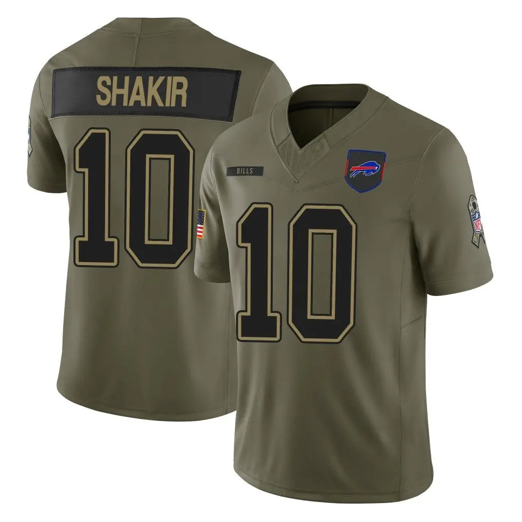 B.Bills #10 Khalil Shakir Player Olive Salute to Service Limited Home Game ROCER Stitched Jerseys