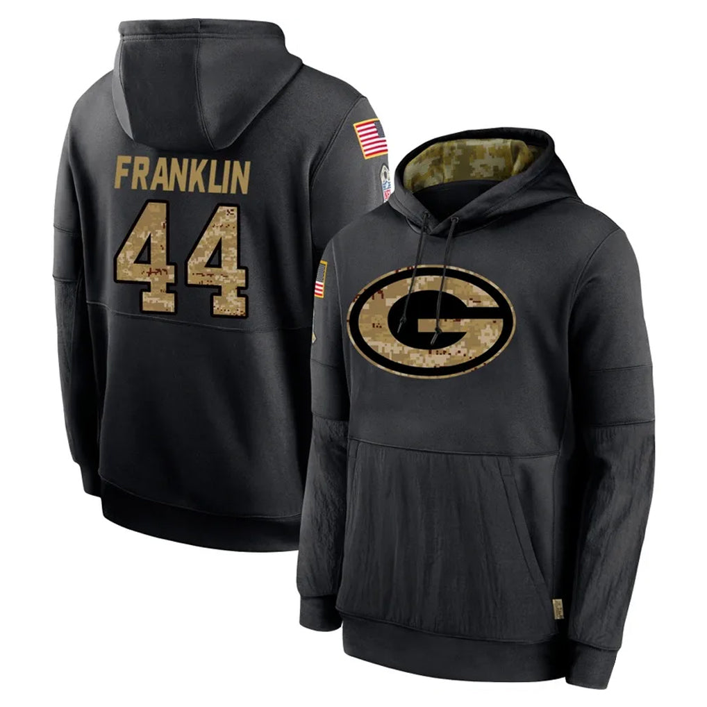 GB.Packers #44 Zaire Franklin Player Black Salute to Service Hoodies Limited Game ROCER Stitched Jerseys