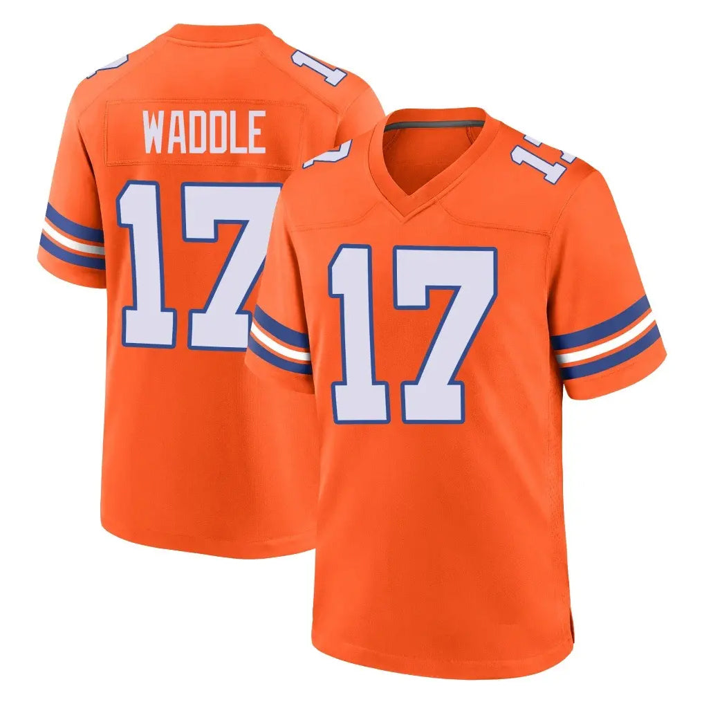 D.Broncos #17 Jaylen Waddle Player Orange Alternate Collection Throwback Game ROCER Stitched Jerseys