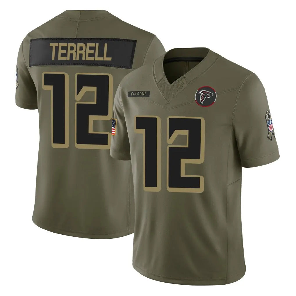 A.Falcons #12 Avieon Terrell Player Olive Salute To Service Limited Home Game ROCER Stitched Jerseys