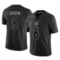 P.Steelers #6 Patrick Queen Player Black Reflective Limited Home Game ROCER Stitched Jerseys