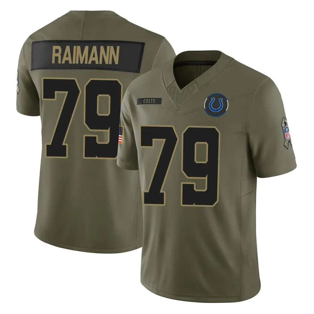 IN.Colts #79 Bernhard Raimann Player Olive 2025 Salute To Service Limited Game ROCER Stitched Jerseys