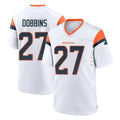 D.Broncos #27 J.K. Dobbins Player White Home Game ROCER Stitched Jerseys