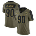 C.Bengals #90 Kris Jenkins Jr Player Olive Salute to Service Game ROCER Stitched Jerseys