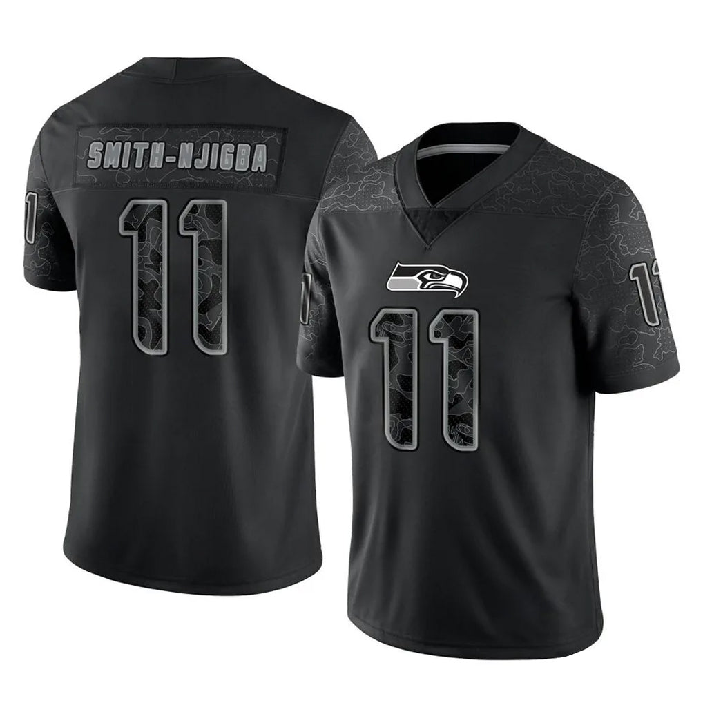 S.Seahawks #11 Jaxon Smith-Njigba Player Black Limited Reflective Home Game ROCER Stitched Jerseys