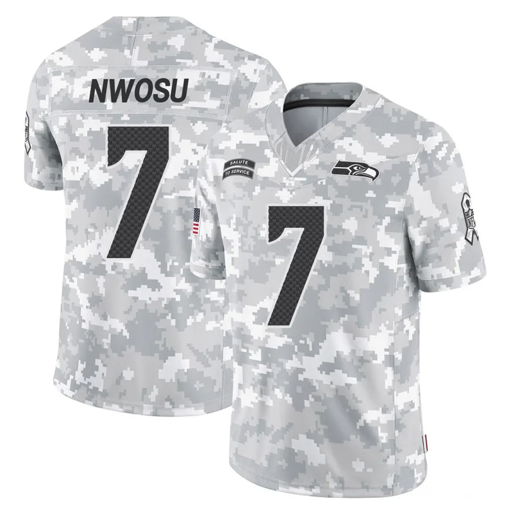 S.Seahawks #7 Uchenna Nwosu Player Arctic Camo Limited Salute To Service Home Game ROCER Stitched Jerseys