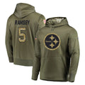 P.Steelers #5 Jalen Ramsey Player Olive Salute to Service Pullover Hoodie Home Game ROCER Stitched Jerseys