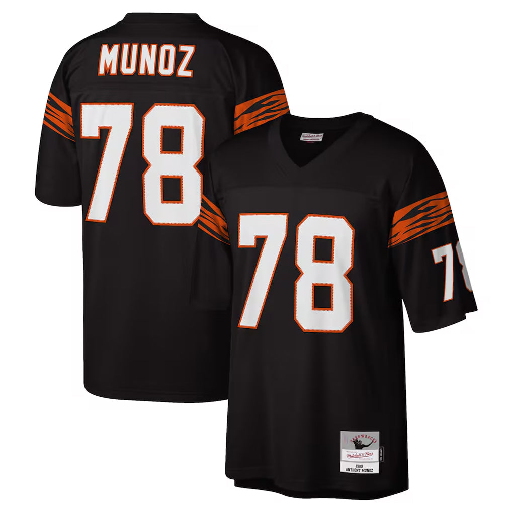 C.Bengals #78 Anthony Munoz Player Black Mitchell & Ness Legacy Replica ROCER Stitched Jerseys