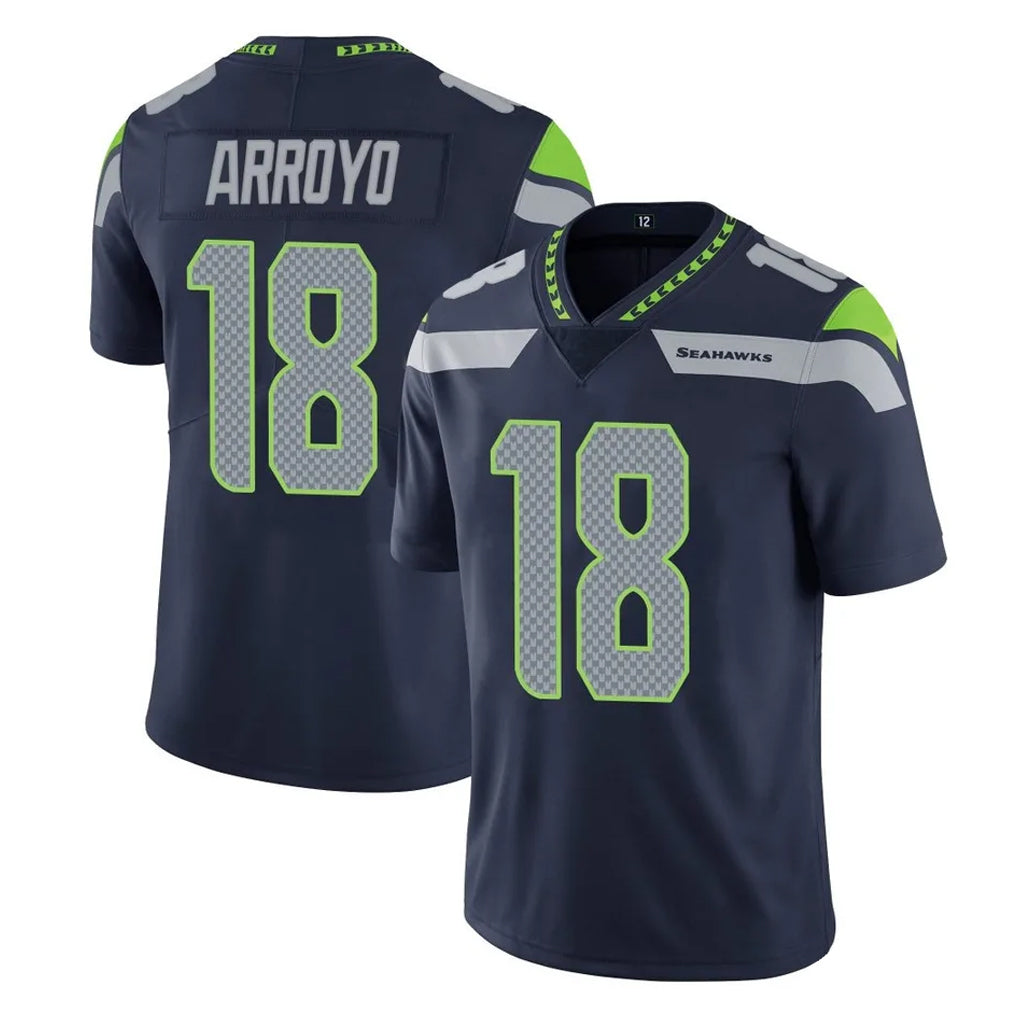 S.Seahawks #18 Elijah Arroyo Player Navy Limited Vapor Untouchable Home Game ROCER Stitched Jerseys