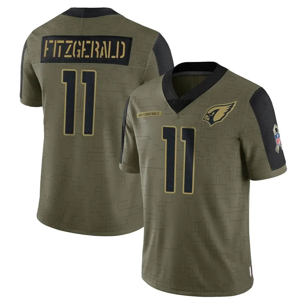 A.Cardinals #11 Larry Fitzgerald Player Salute To Service Olive ROCER Stitched Jerseys