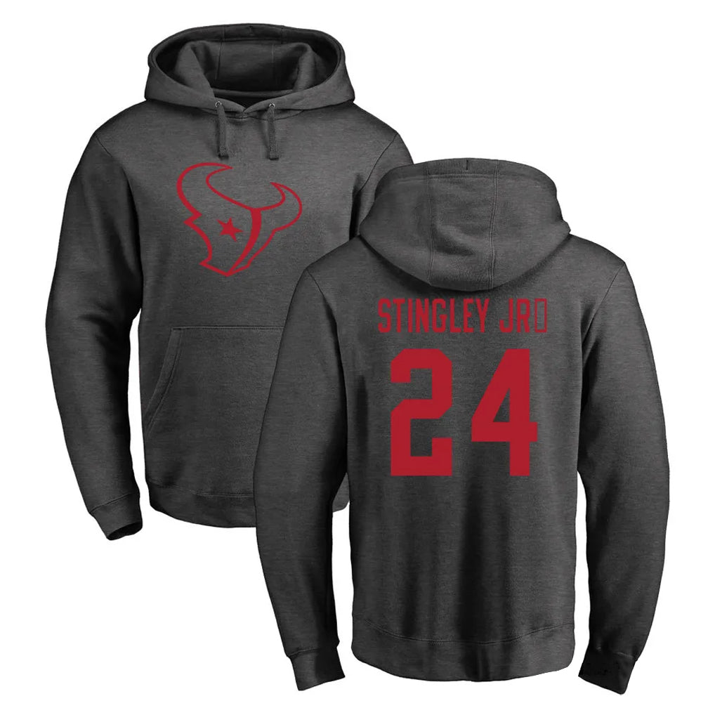 H.Texans #24 Derek Stingley Jr. Player Gray Pro Line Pullover Hoodie Limited Game ROCER Stitched Jerseys