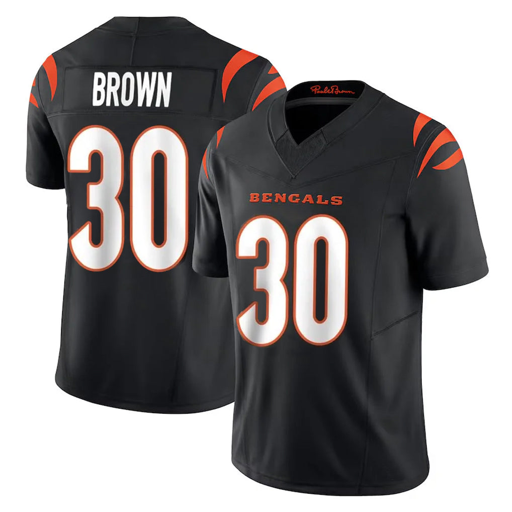 C.Bengals #30 Chase Brown Player Black Vapor F.U.S.E. Limited Home Game ROCER Stitched Jerseys