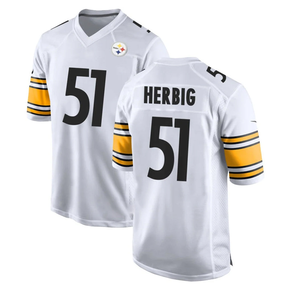 P.Steelers #51 Nick Herbig Player White Home Game ROCER Stitched Jerseys