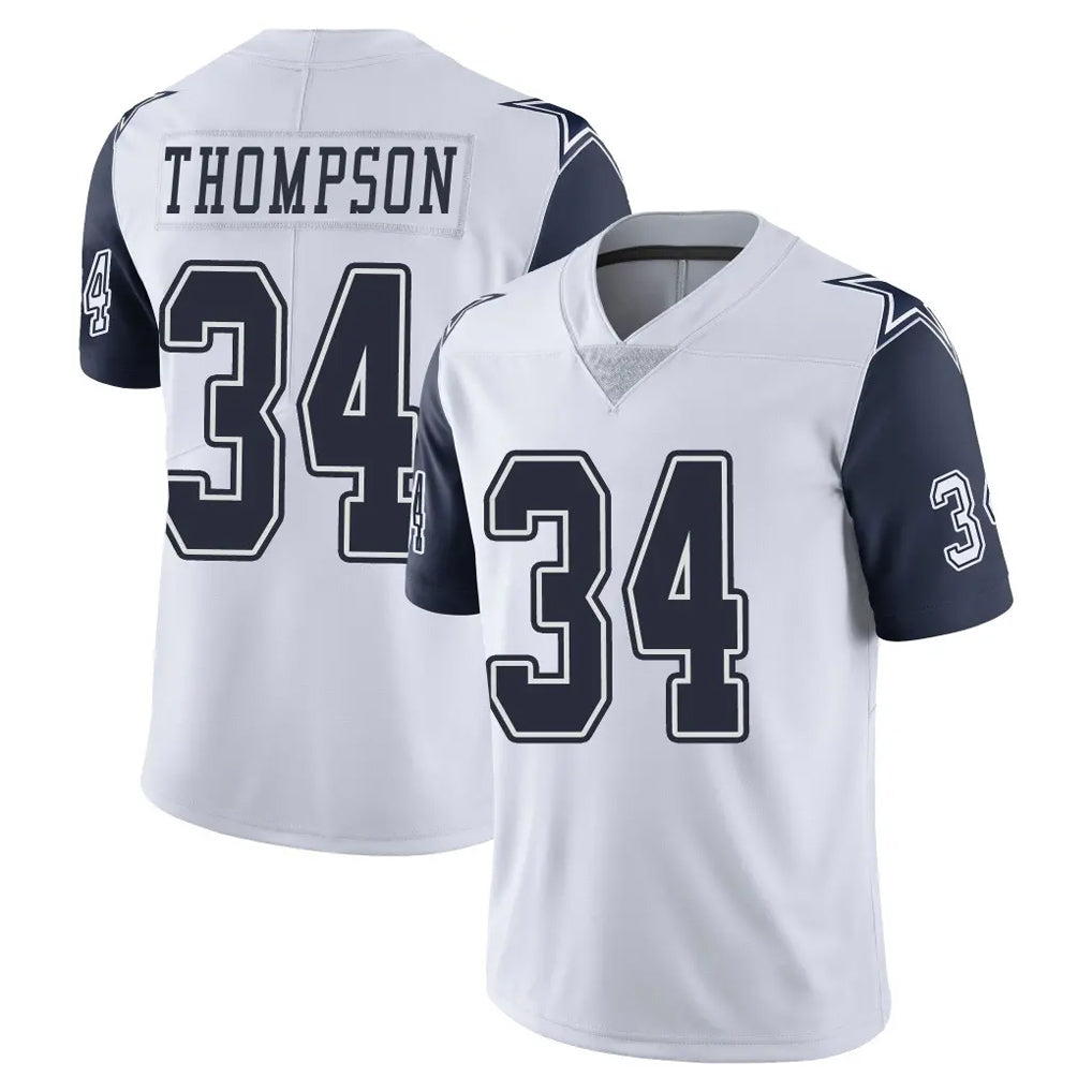 D.Cowboys #34 Jalen Thompson Player White-Navy Limited Color Rush Vapor Untouchable Home Game ROCER Stitched Jerseys