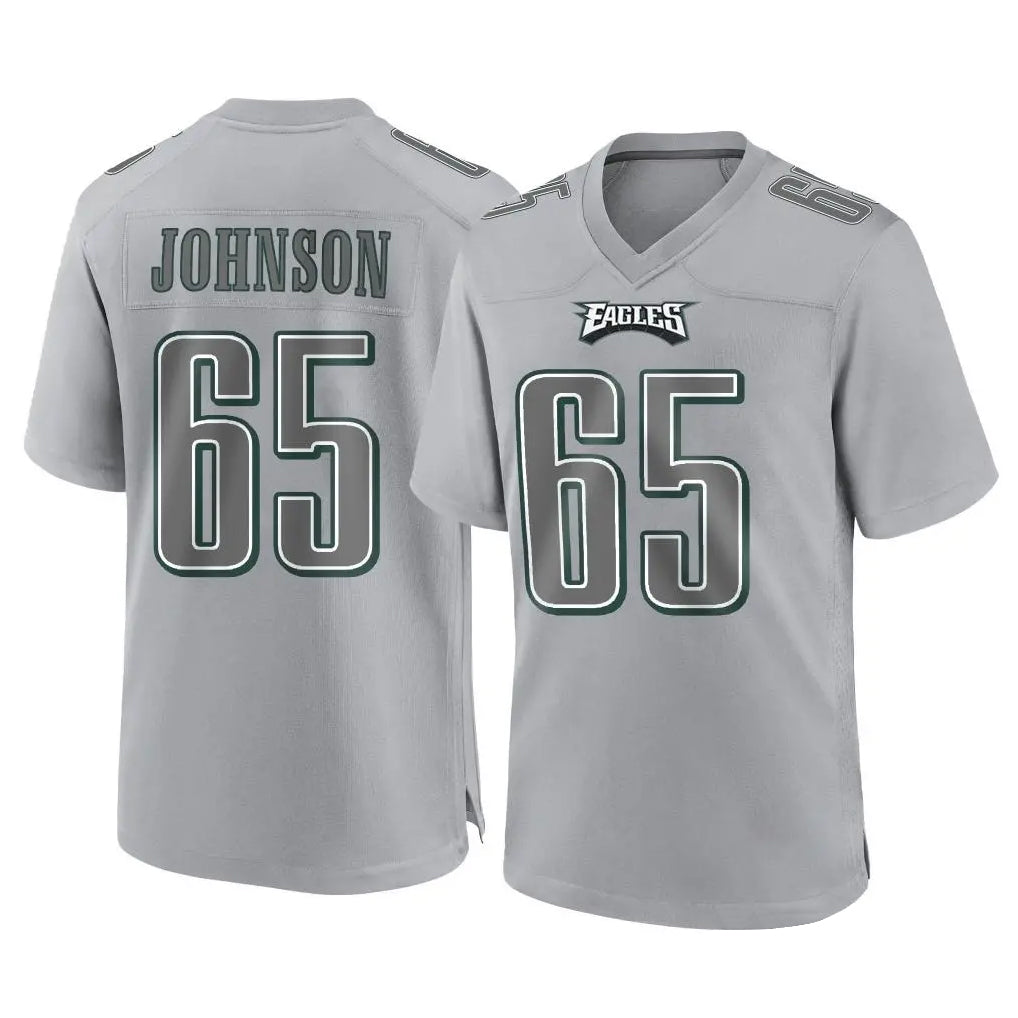 P.Eagles #65 Lane Johnson Player Gray Atmosphere Fashion Home Game ROCER Stitched Jerseys