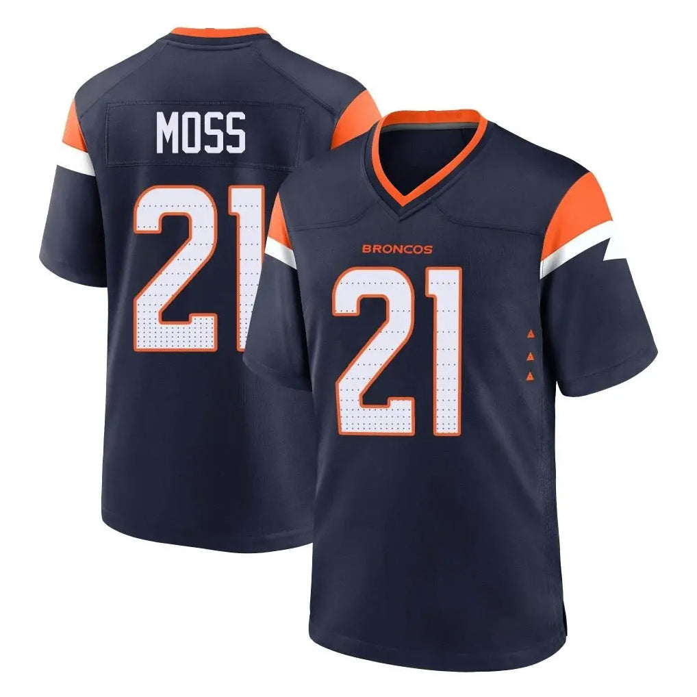 D.Broncos #21 Riley Moss Player Navy Home Game ROCER Stitched Jerseys