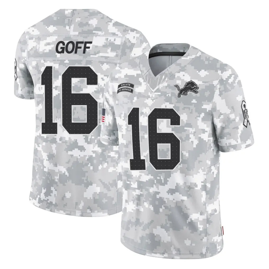 D.Lions #16 Jared Goff Player Arctic Camo Salute To Service Limited ROCER Stitched Jerseys