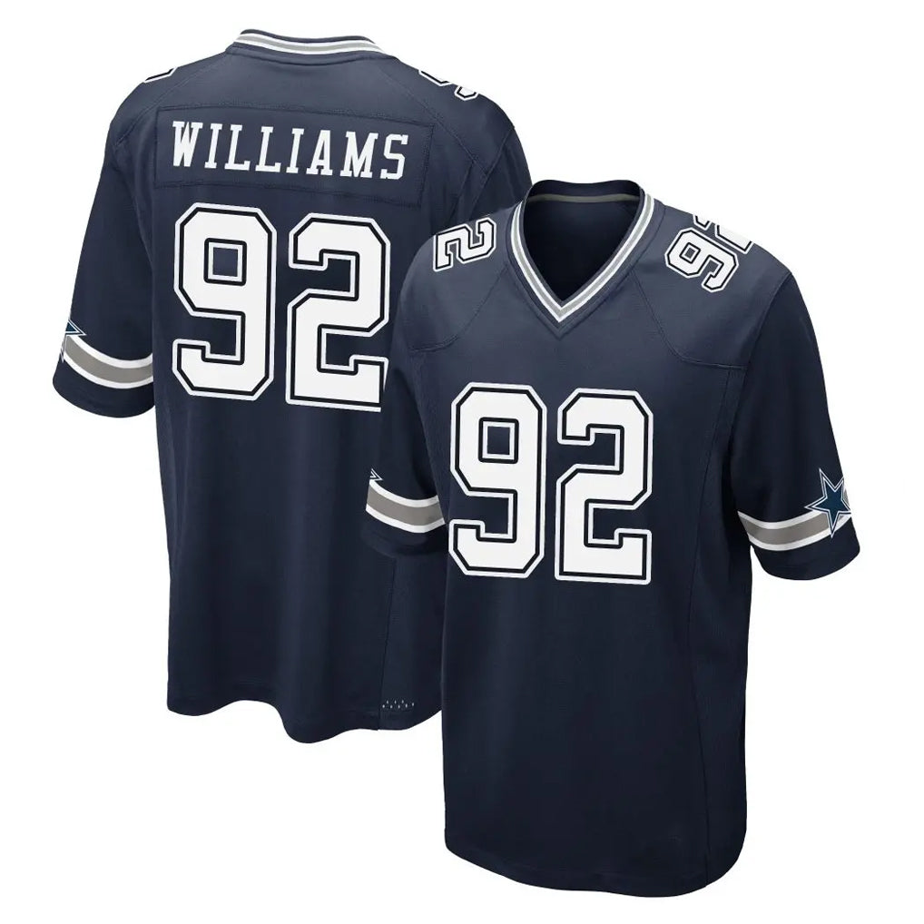D.Cowboys #92 Quinnen Williams Player Navy Home Game ROCER Stitched Jerseys