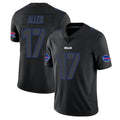 B.Bills #17 Josh Allen Player Black Impact Limited Home Game ROCER Stitched Jerseys